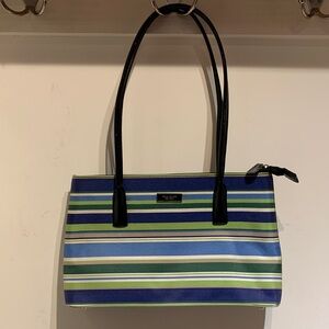 Kate Spade Navy, Light Blue, Green and White Striped Tote